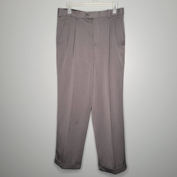 Perry‎ Ellis mens dress pants size 30 W x 30 L FLAWED gray pleated classic fit - Picture 1 of 8